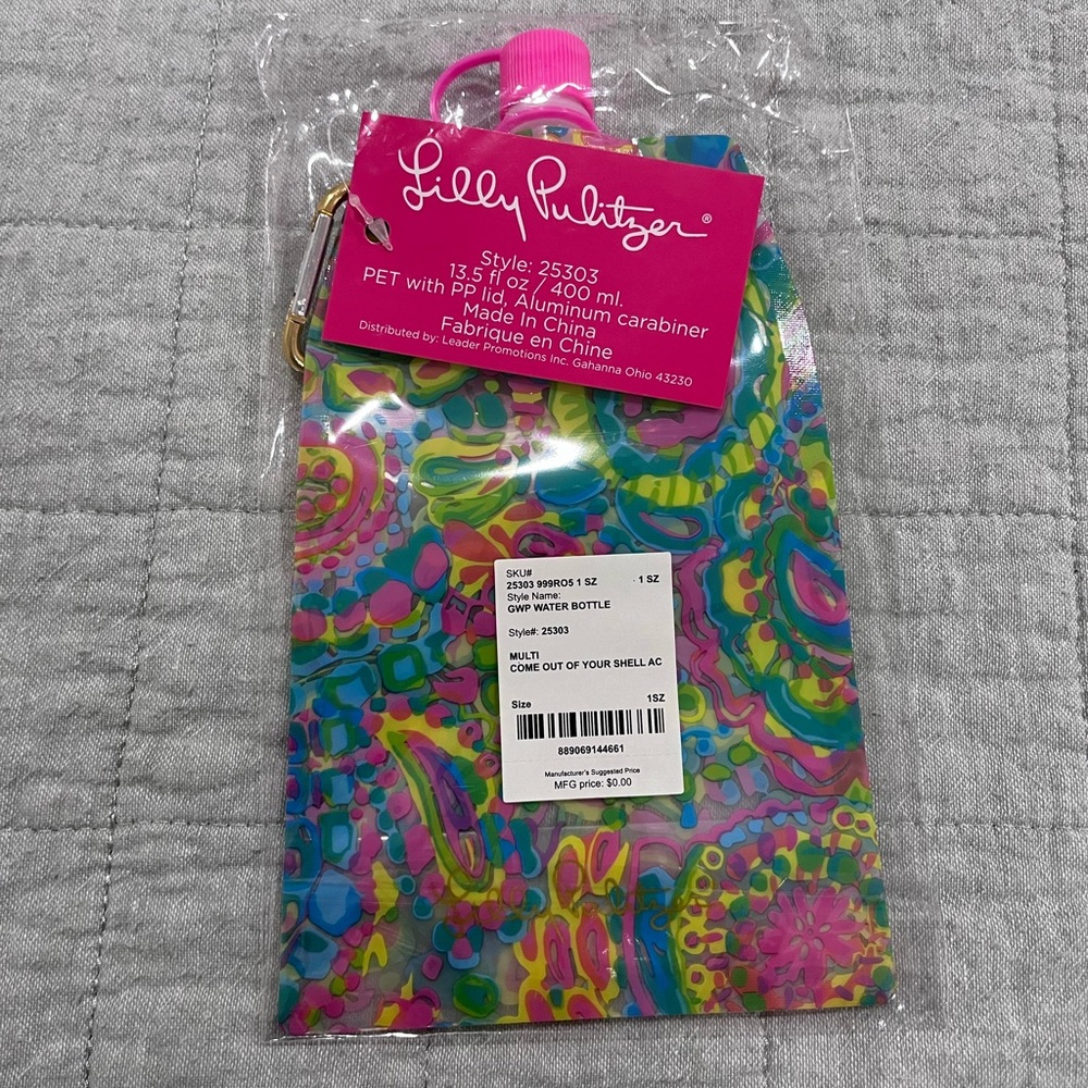 NWT Lilly Pulitzer Water Bottle Multi Come Out of Your Shell - Picture 2 of 2